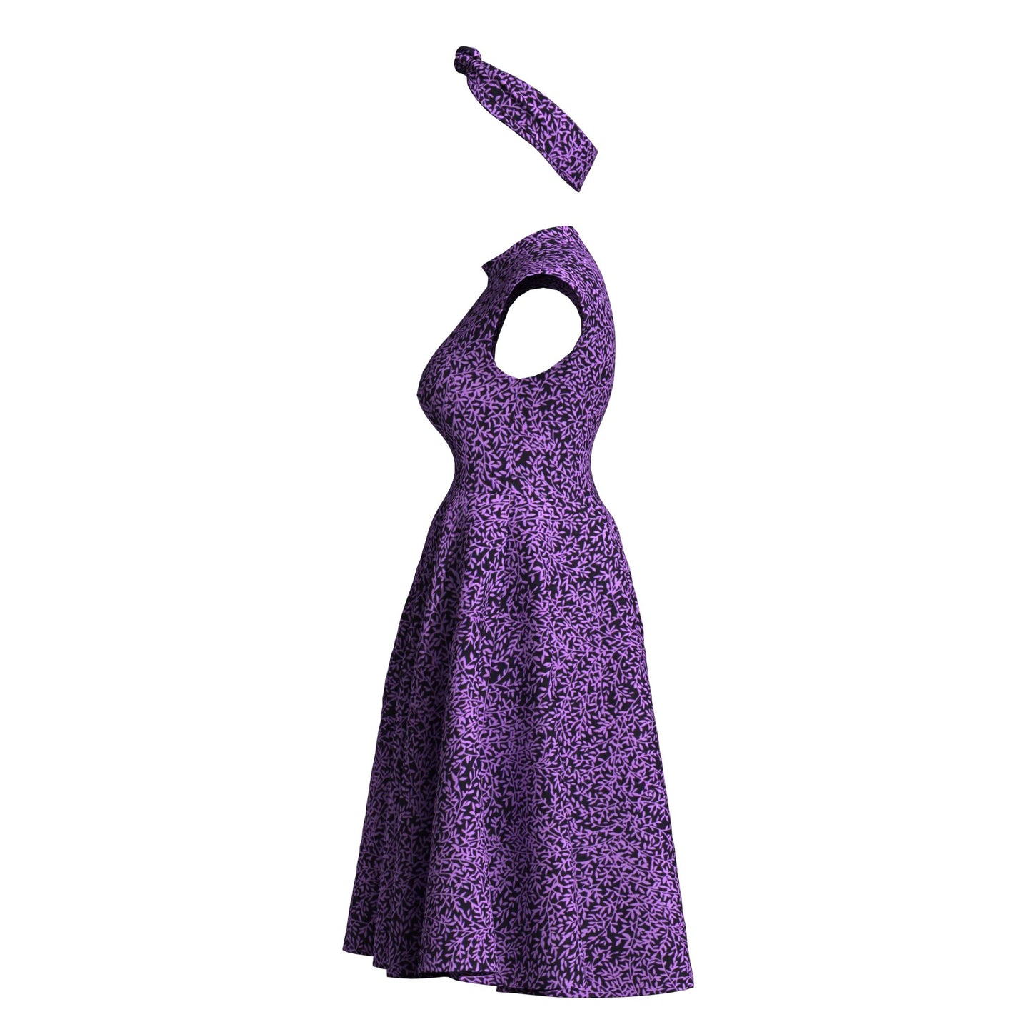 Ankara Print High Neck Sleeveless Midi Dress with Headband