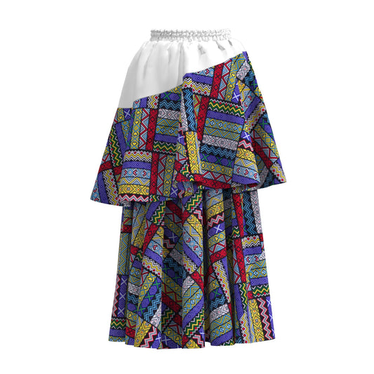African Print Color Block Tiered Maxi Skirt
