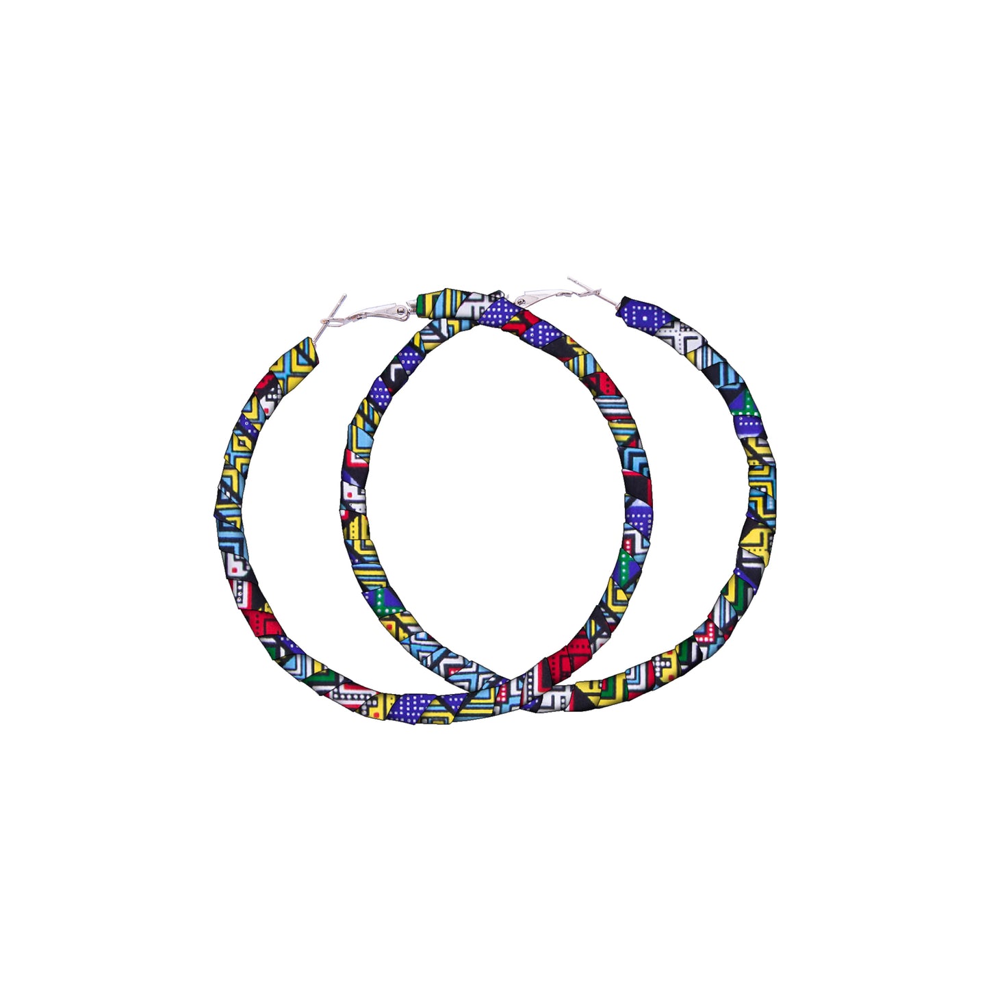 African Accessories Ankara Wax Print Fabric Wrapped Hoop Earrings