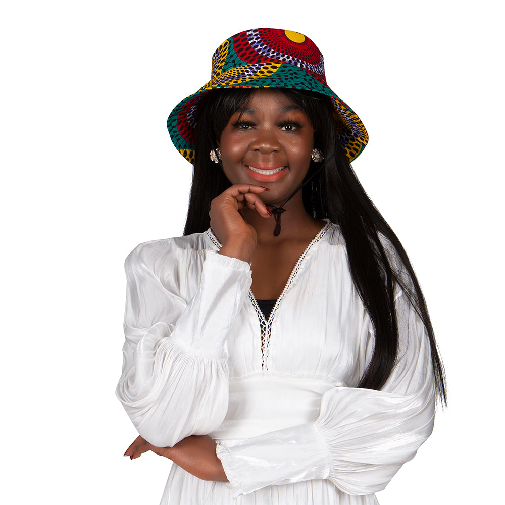 African Women’s Ankara Print Sun Bucket Hat – Vibrant Head Accessories