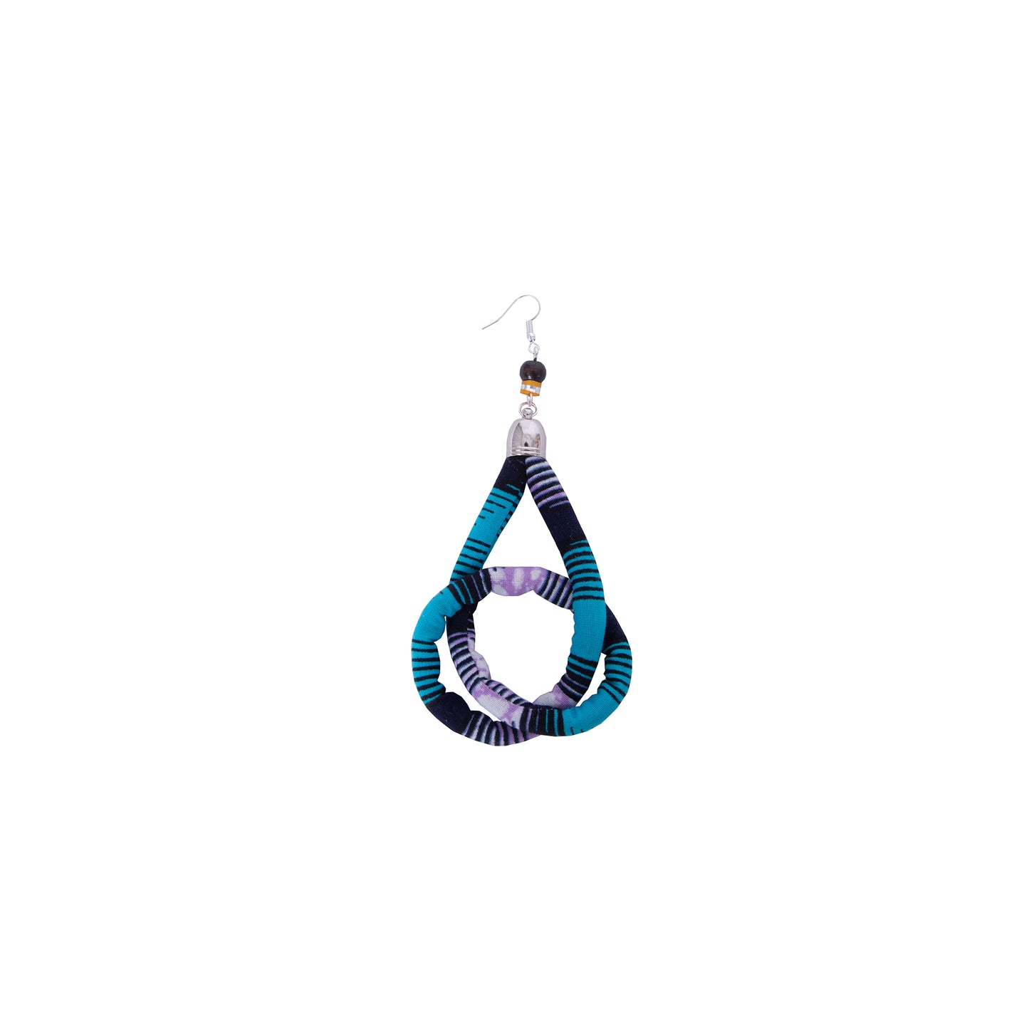 African Stripe Printed Fabric Necklace & Teardrop Earring Matching Jewelry Set Statement Fashion Accessories