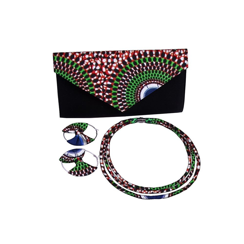 Ankara Print Envelope Clutch & Matching Jewelry Set