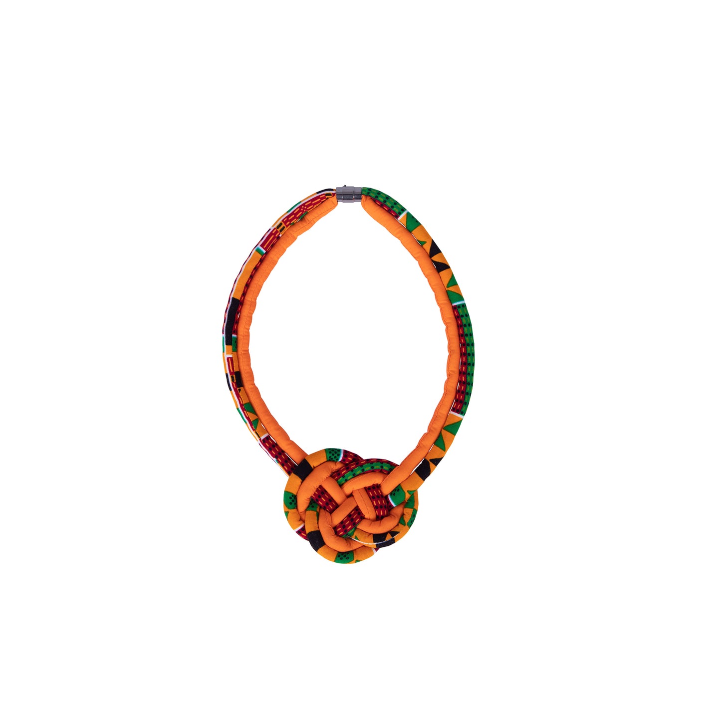 Colorful Tribal Pattern Hand Braided Fabric Knot Necklace Women Wedding Party Accessories