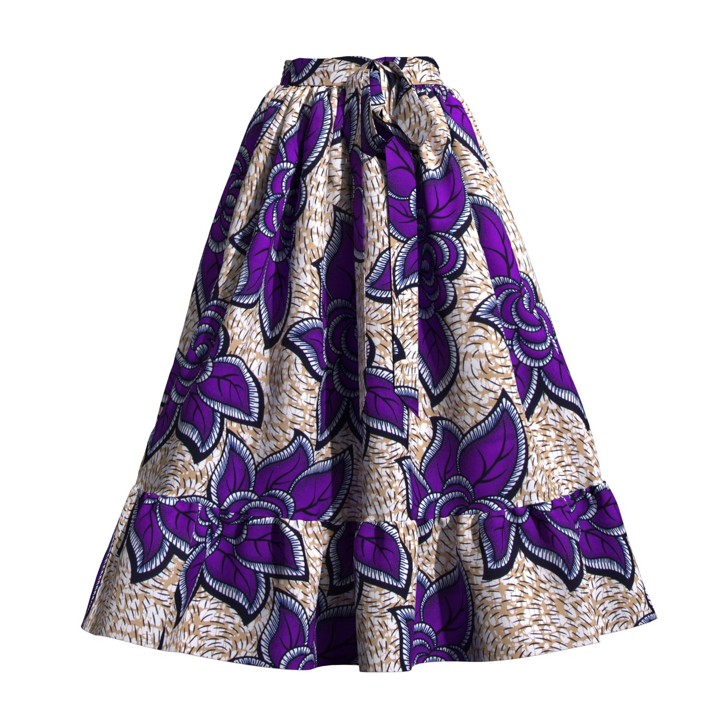 Traditional African Print Flowy Skirt with Coordinating Headwrap