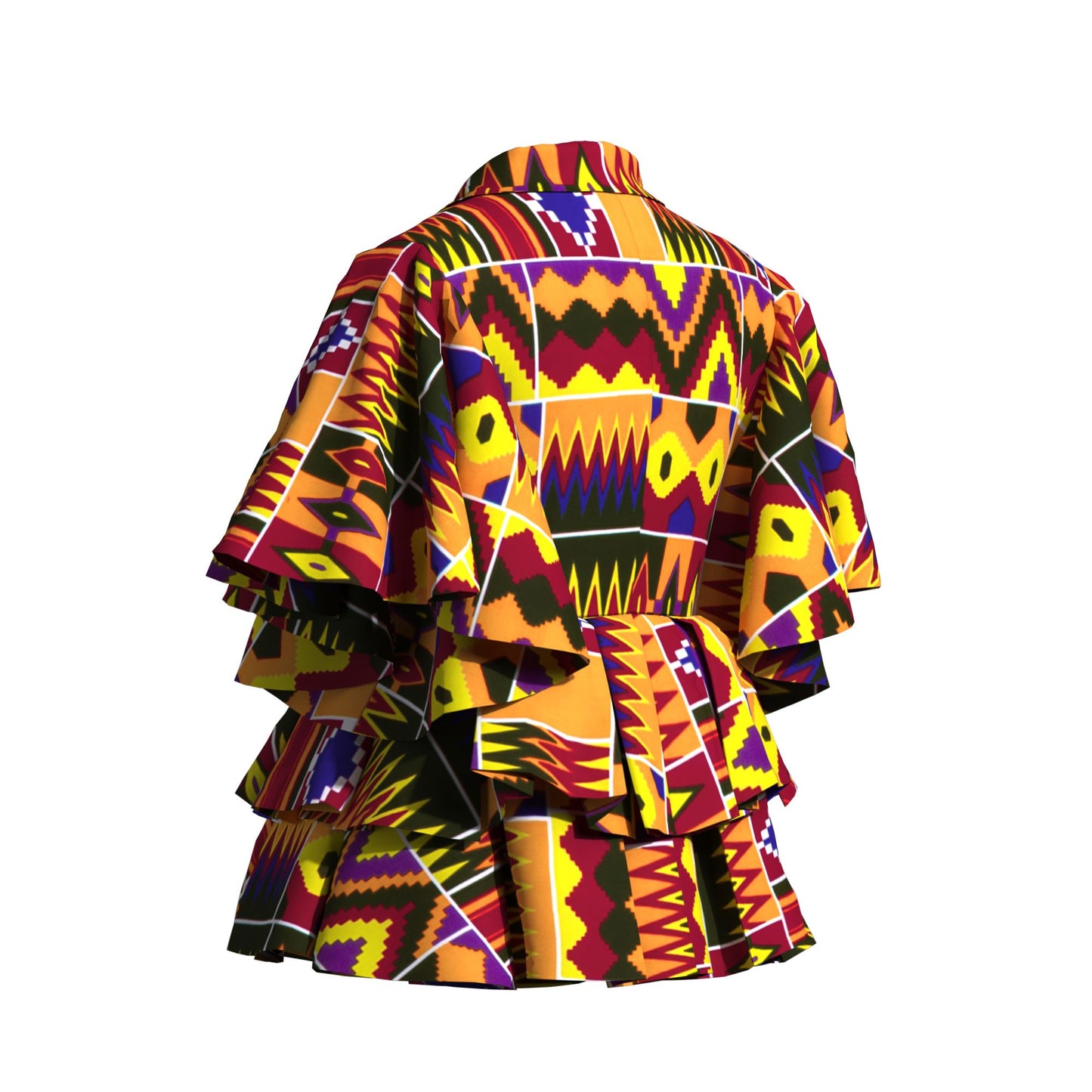 Colorful African Wax Print Flattering Peplum Blouse
