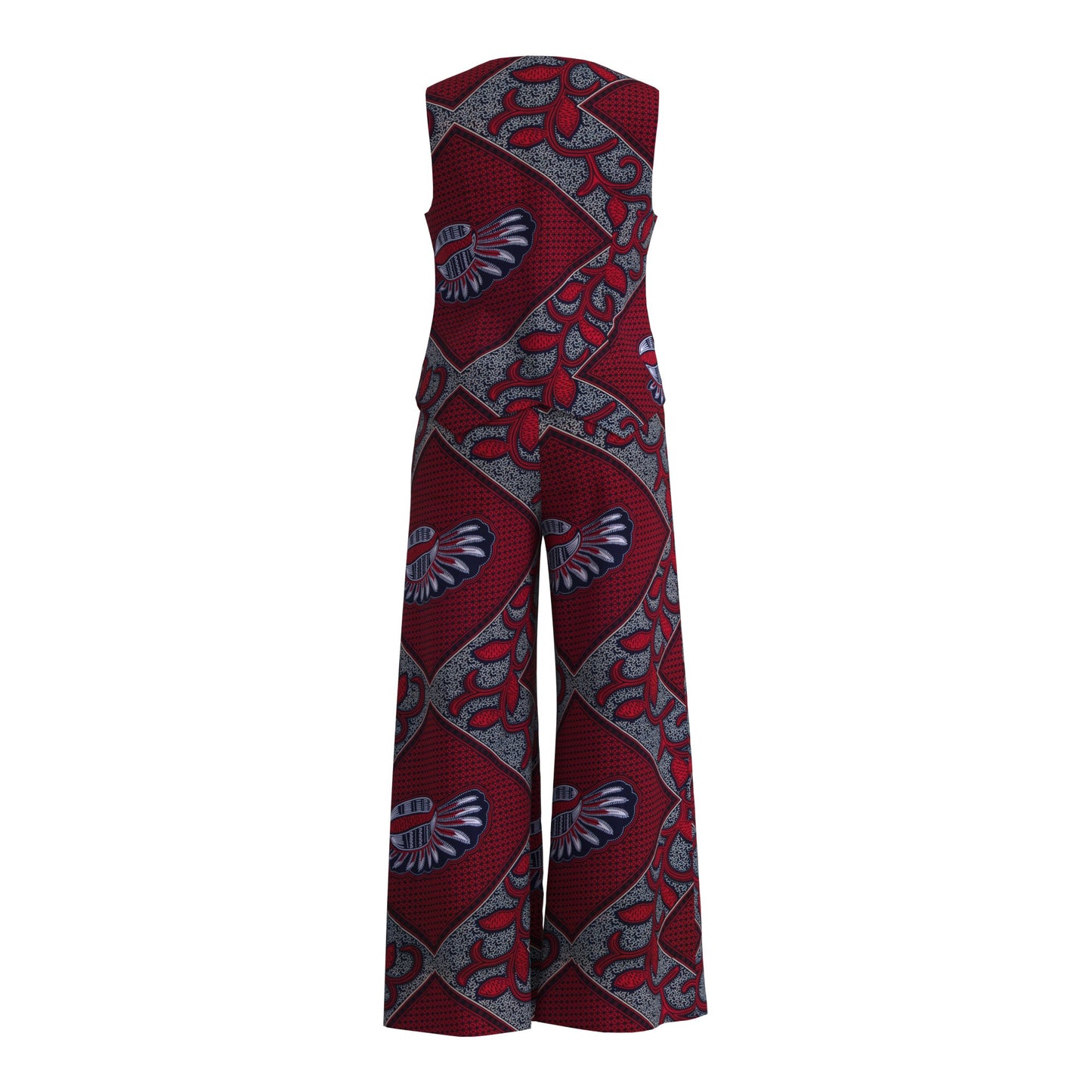 Ankara Print Sleeveless Vest & High Waist Pants Se
