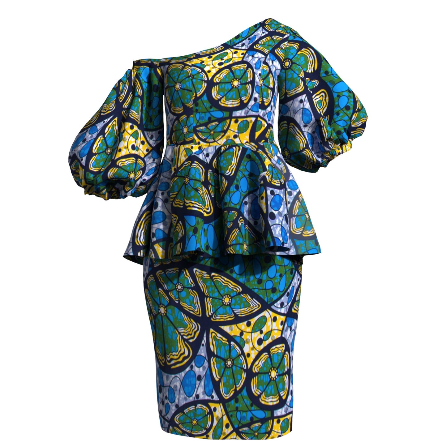 Slimming African Print Asymmetrical Neck Mini Skirt Two-Piece