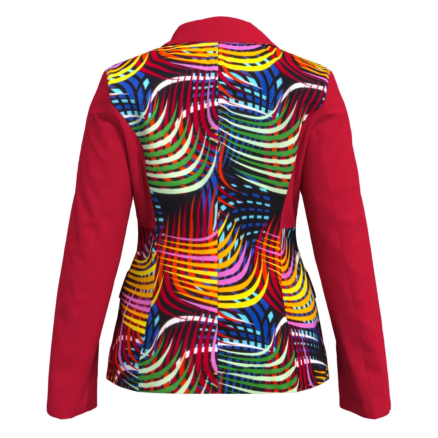 African Print Patchwork Slim Fit One Button Women Blazer Jacket