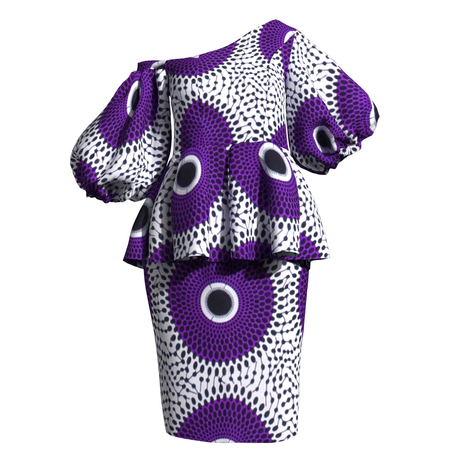 Slimming African Print Asymmetrical Neck Mini Skirt Two-Piece