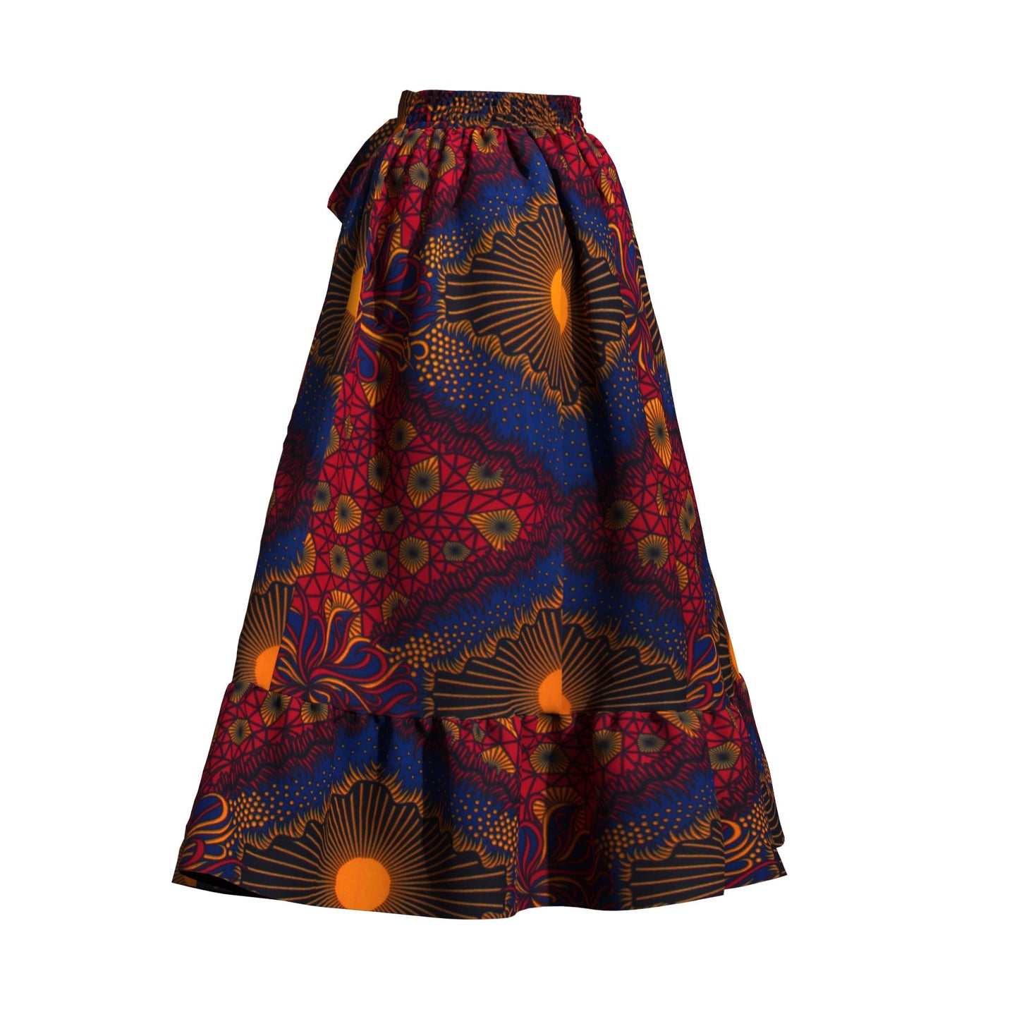 Traditional African Print Flowy Skirt with Coordinating Headwrap