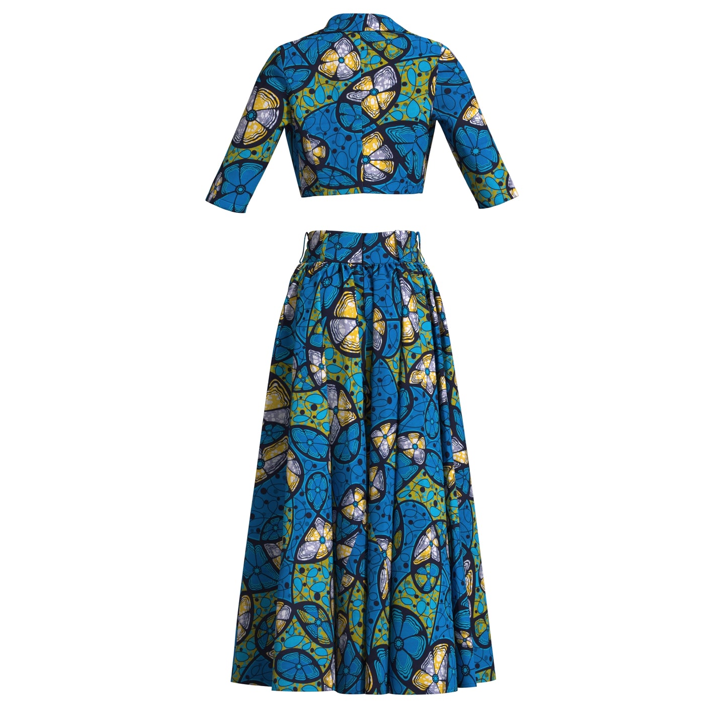 Ankara African Print Two-Piece Blazer & High Waist Maxi Skirt Set