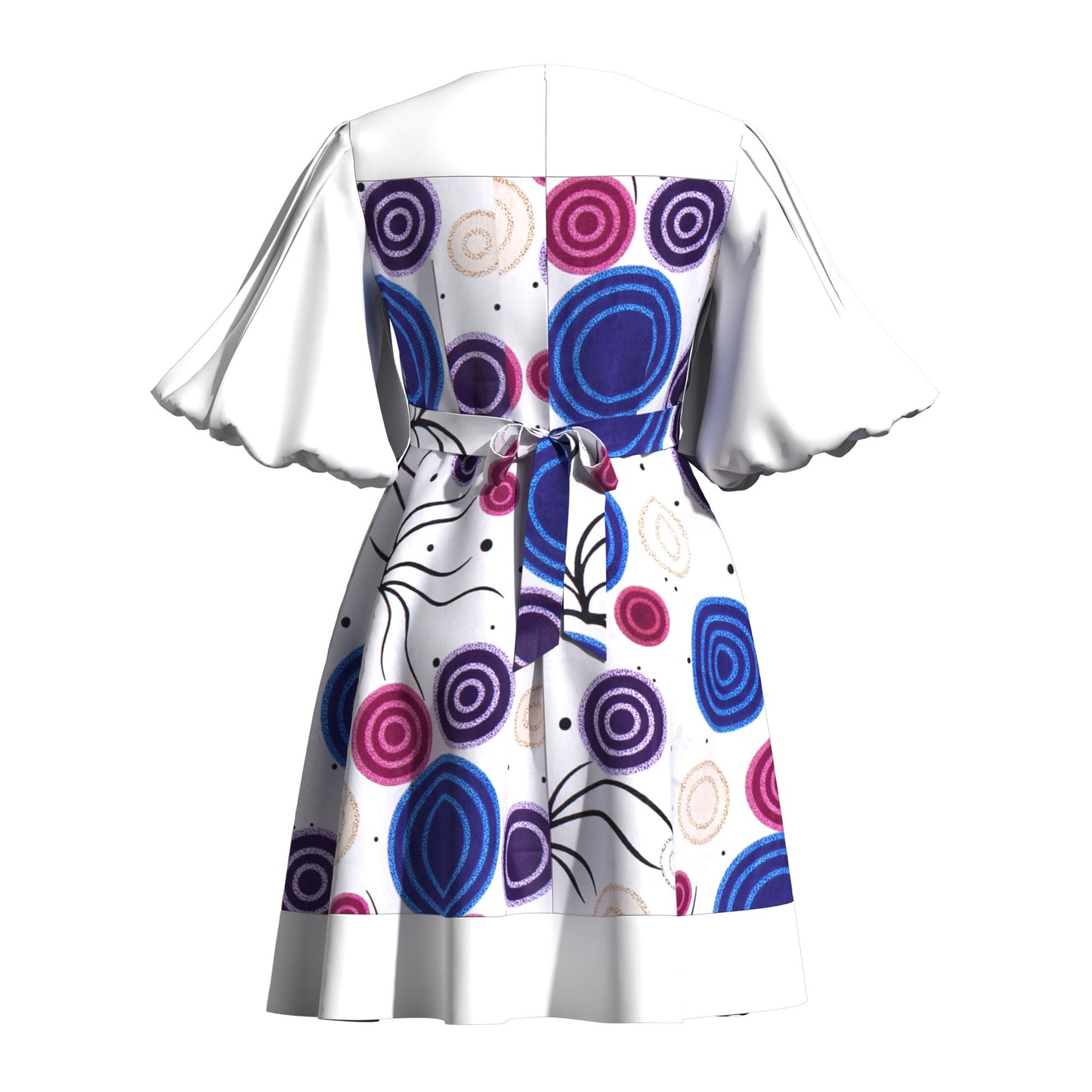 High Waist African Ankara Print Color Block Dress