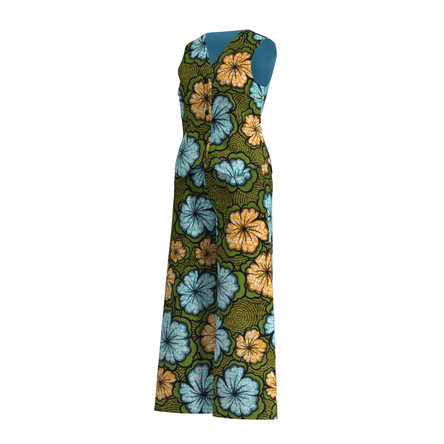 Ankara Print Sleeveless Vest & High Waist Pants Se
