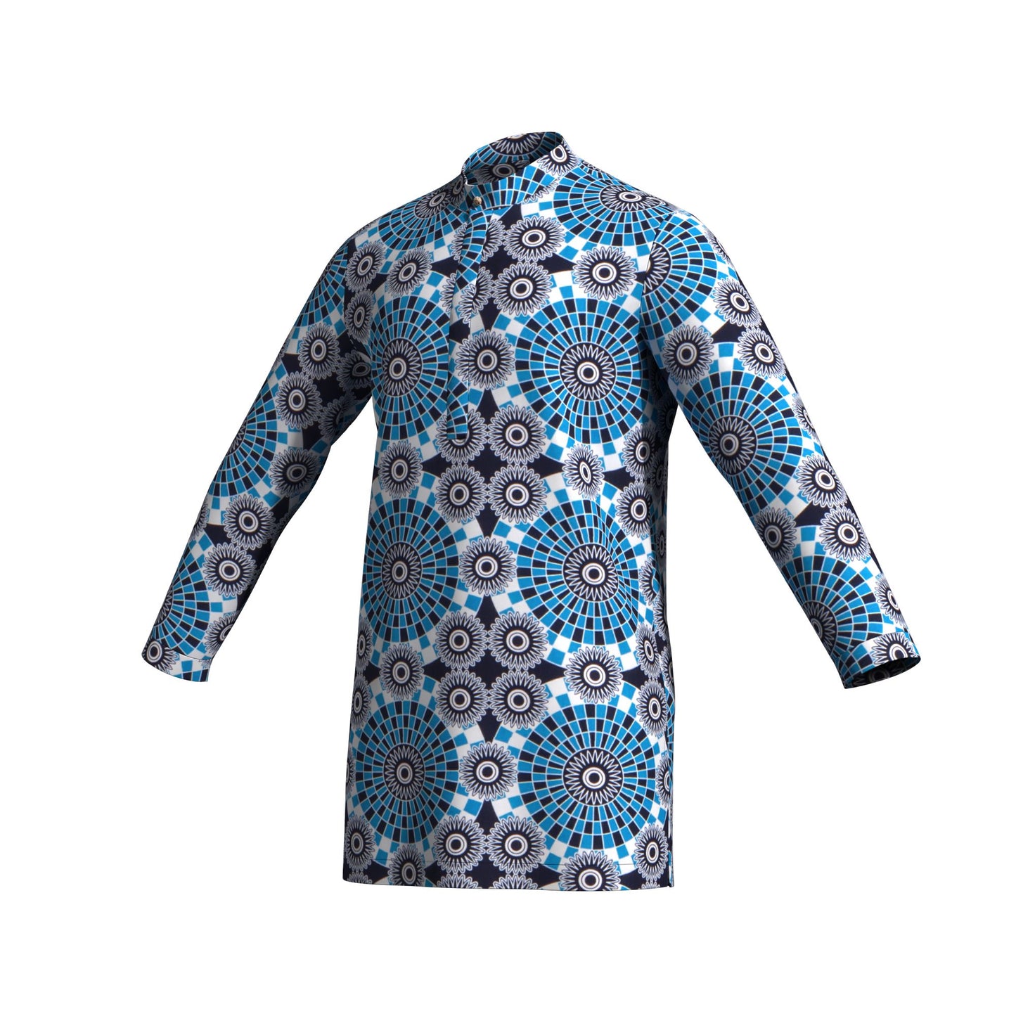 Modern African Print Men’s Business Casual Tunic Top