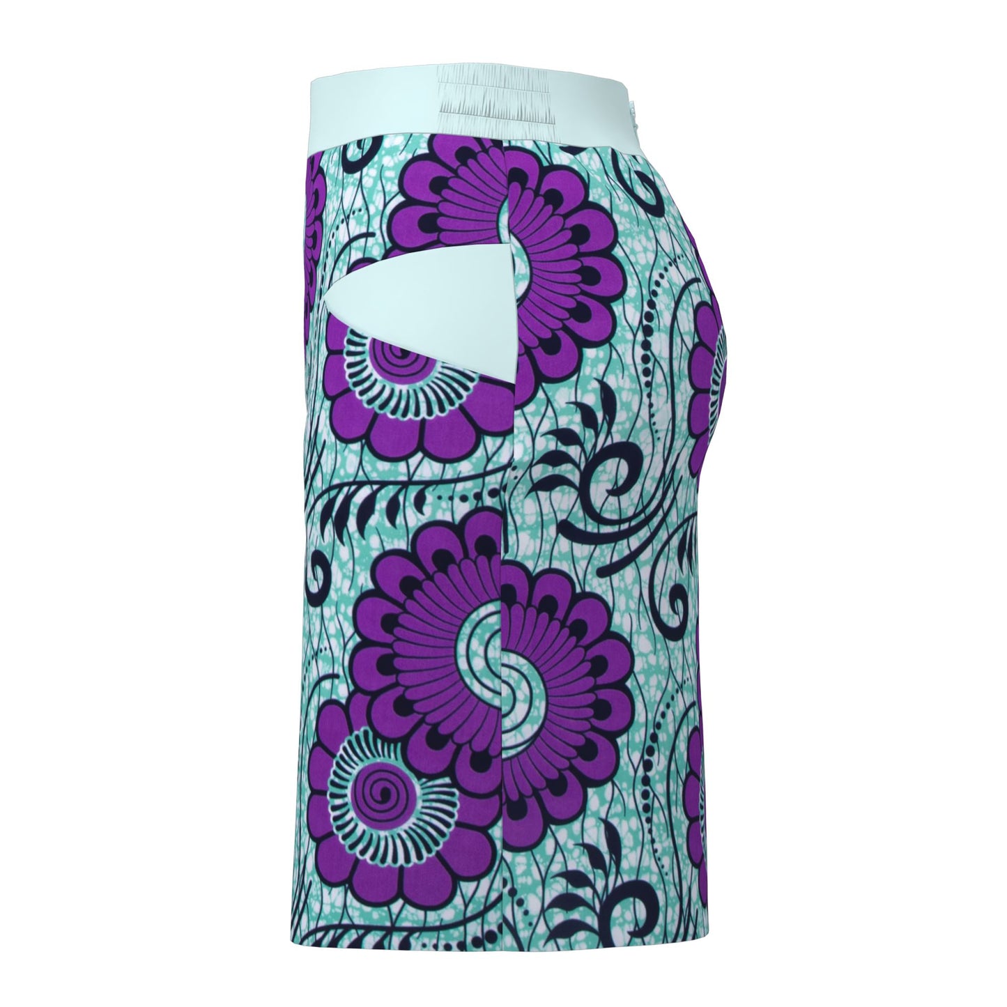 African Women Traditional African Floral Wax Print Slim Fitting Midi Skirt