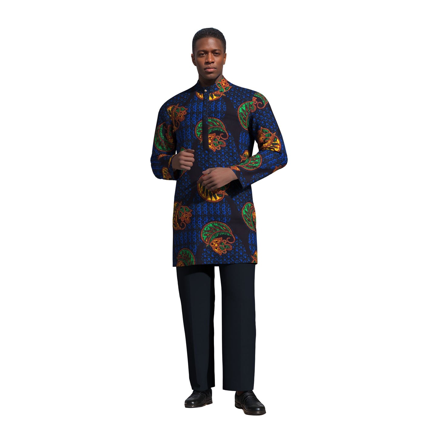 Modern African Print Men’s Business Casual Tunic Top
