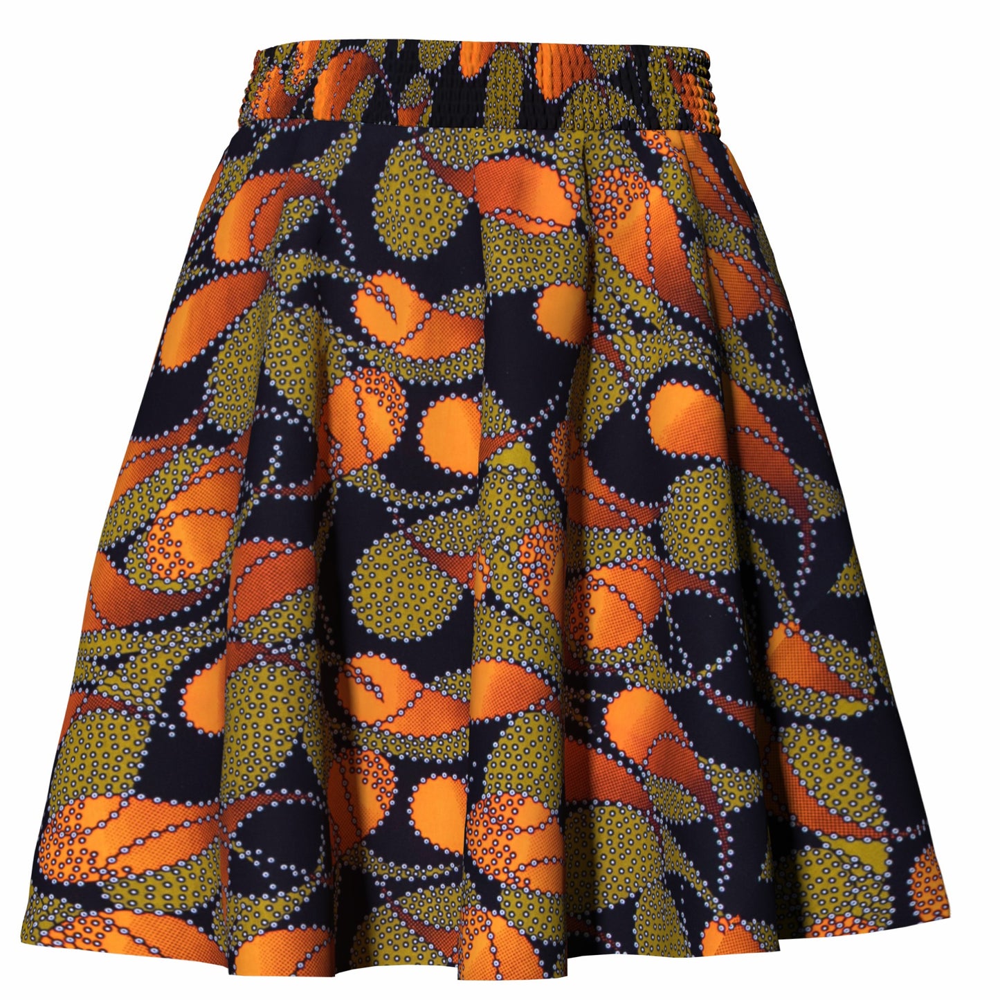 African Print High Waist Swing Skirt with Elastic Waistband