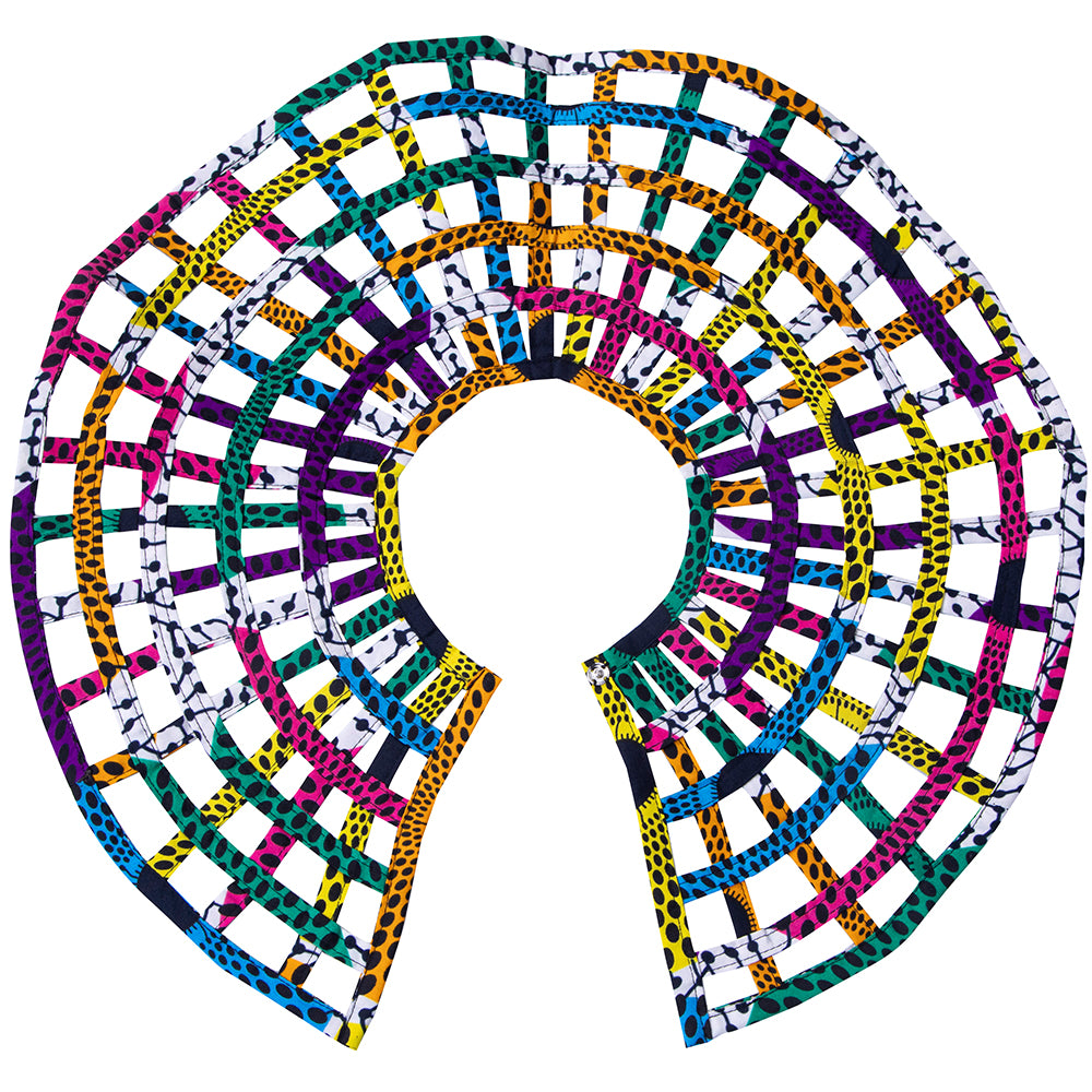 African Women Ankara Grid Weave Shoulder Collar Accessories