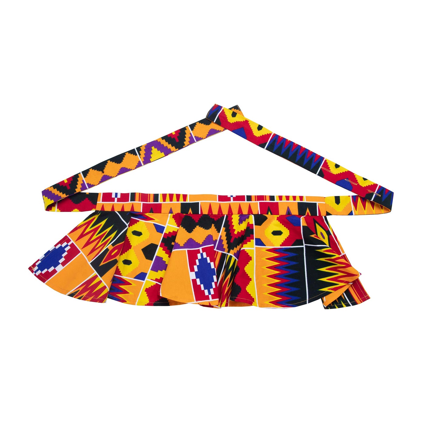 African Print Wide-Leg Pants with Detachable Ruffle