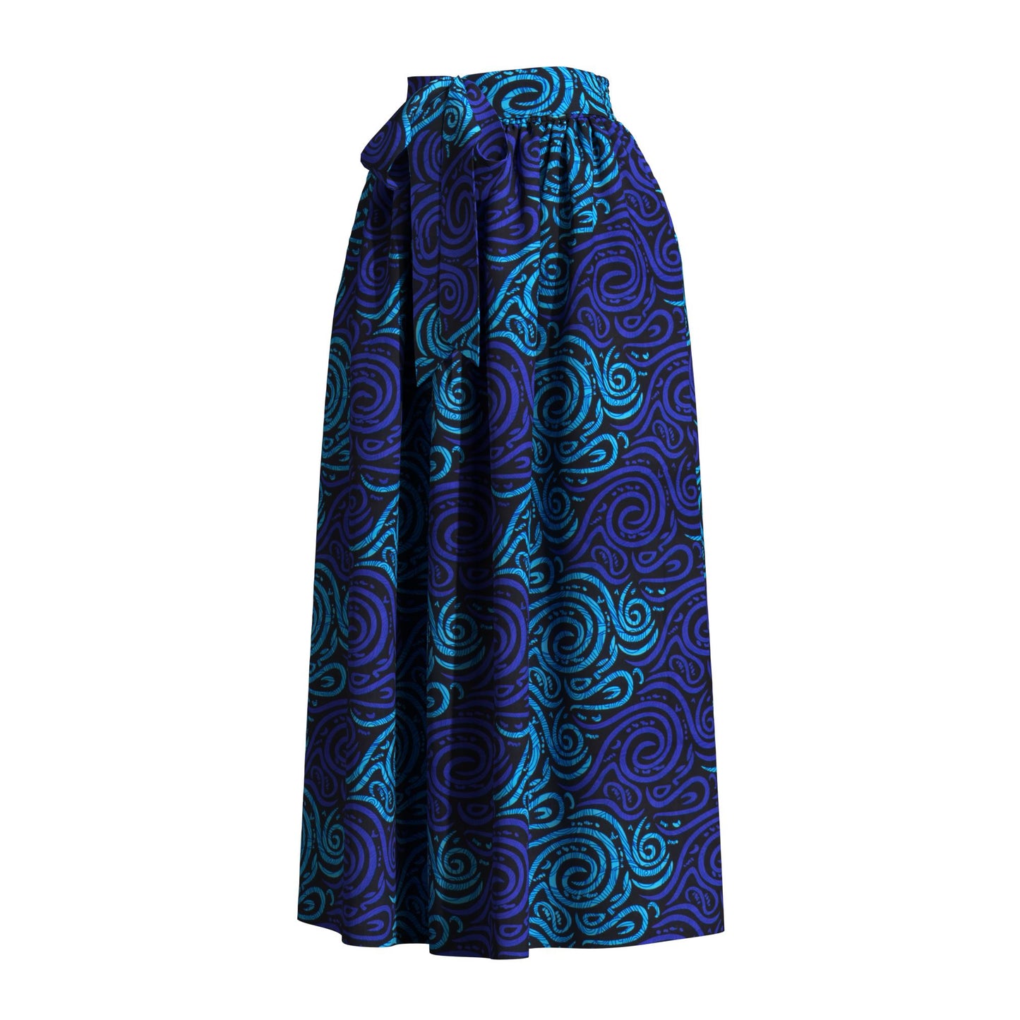African Print Elastic Waist A-Line Skirt with Matching Belt